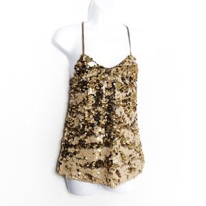 Nasty Gal Gold Sequin Tank Top
